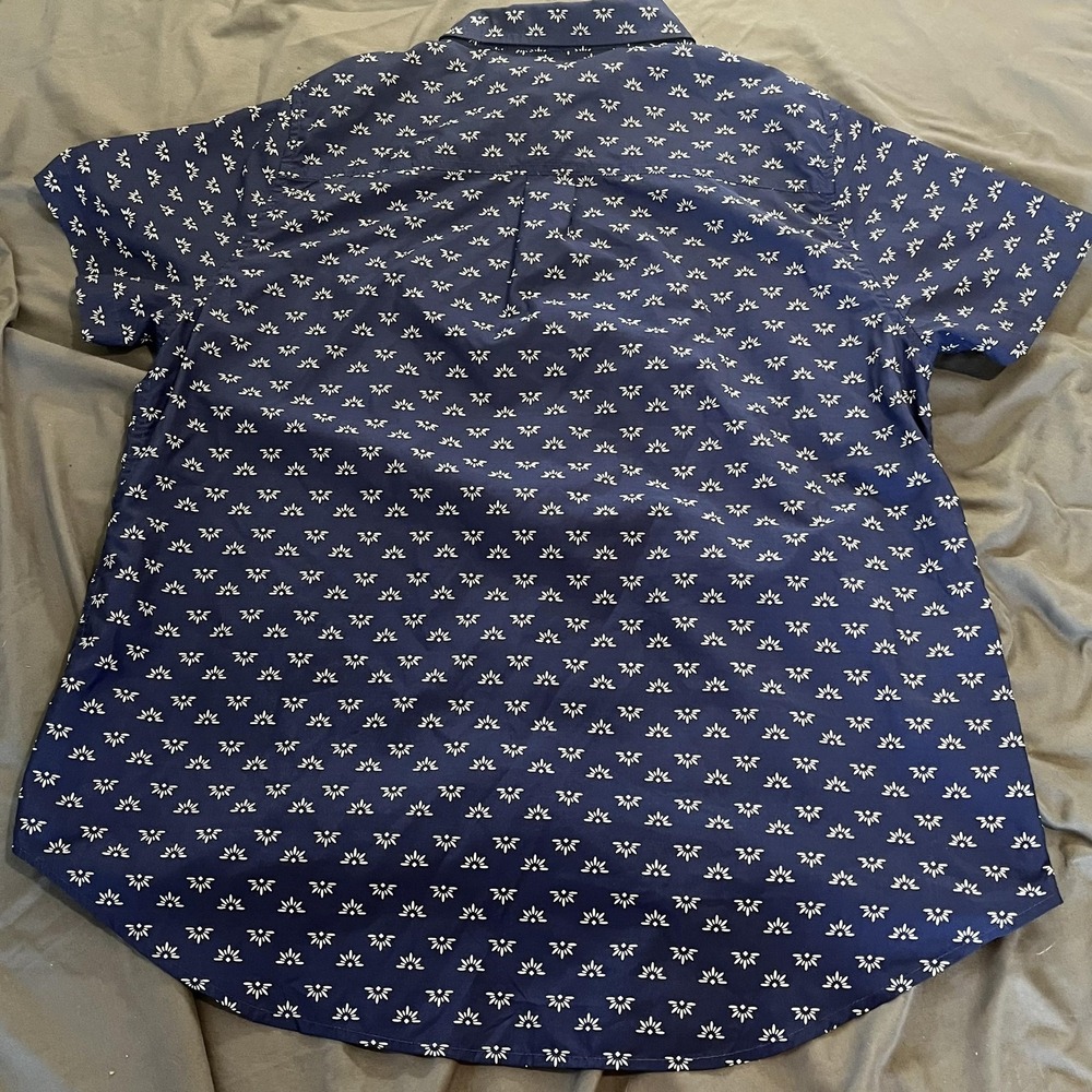 Eddie Bauer Shirt Mens XL Blue Short Sleeve Button Up Geometric Pockets Casual - Picture 5 of 5